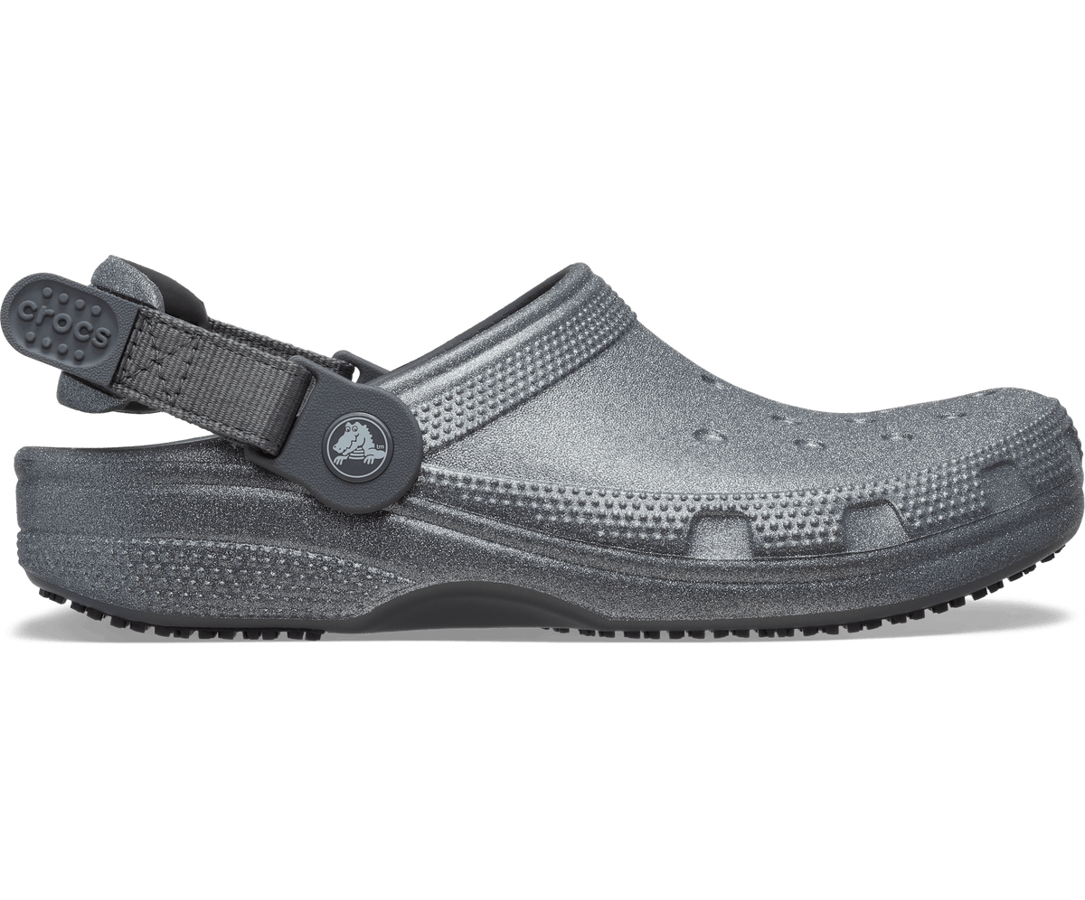 Classic Work Graphic Clog - Slate Grey Glitter